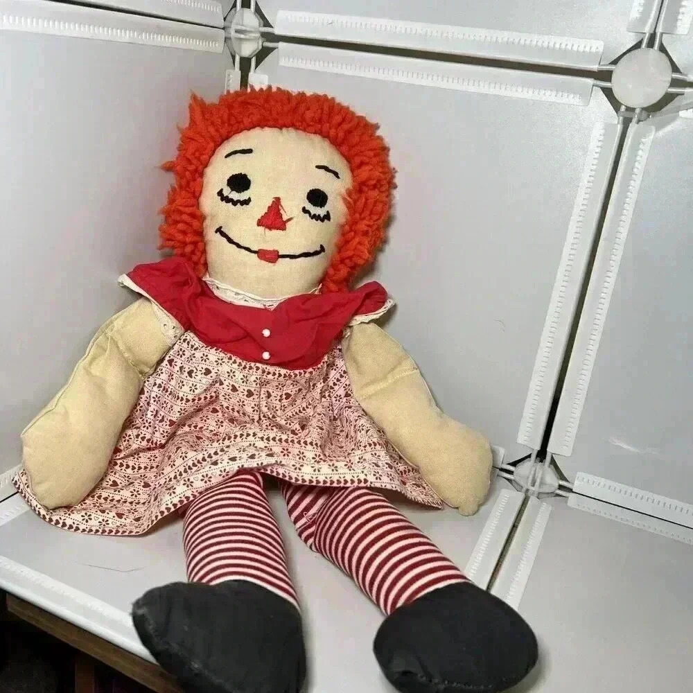 Vintage Raggedy Ann Handmade Doll 23" Embroidered Face